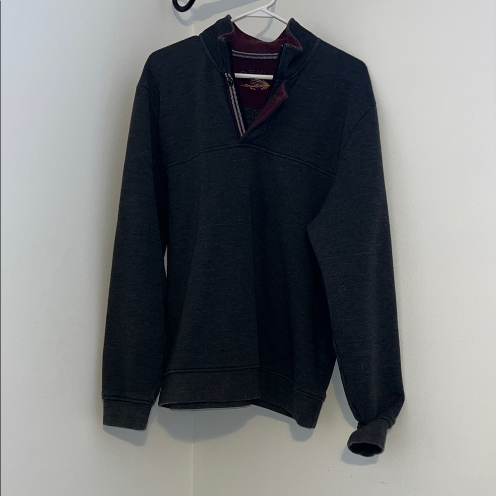 Orvis Men's Charcoal Zip-Up Sweater